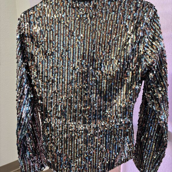 Goldie Sequin Wrap Top – Multicolor Metallic – Long Sleeve – NWT Size M - Picture 2 of 2